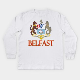 Belfast, Northern Ireland - Coat of Arms Design Kids Long Sleeve T-Shirt